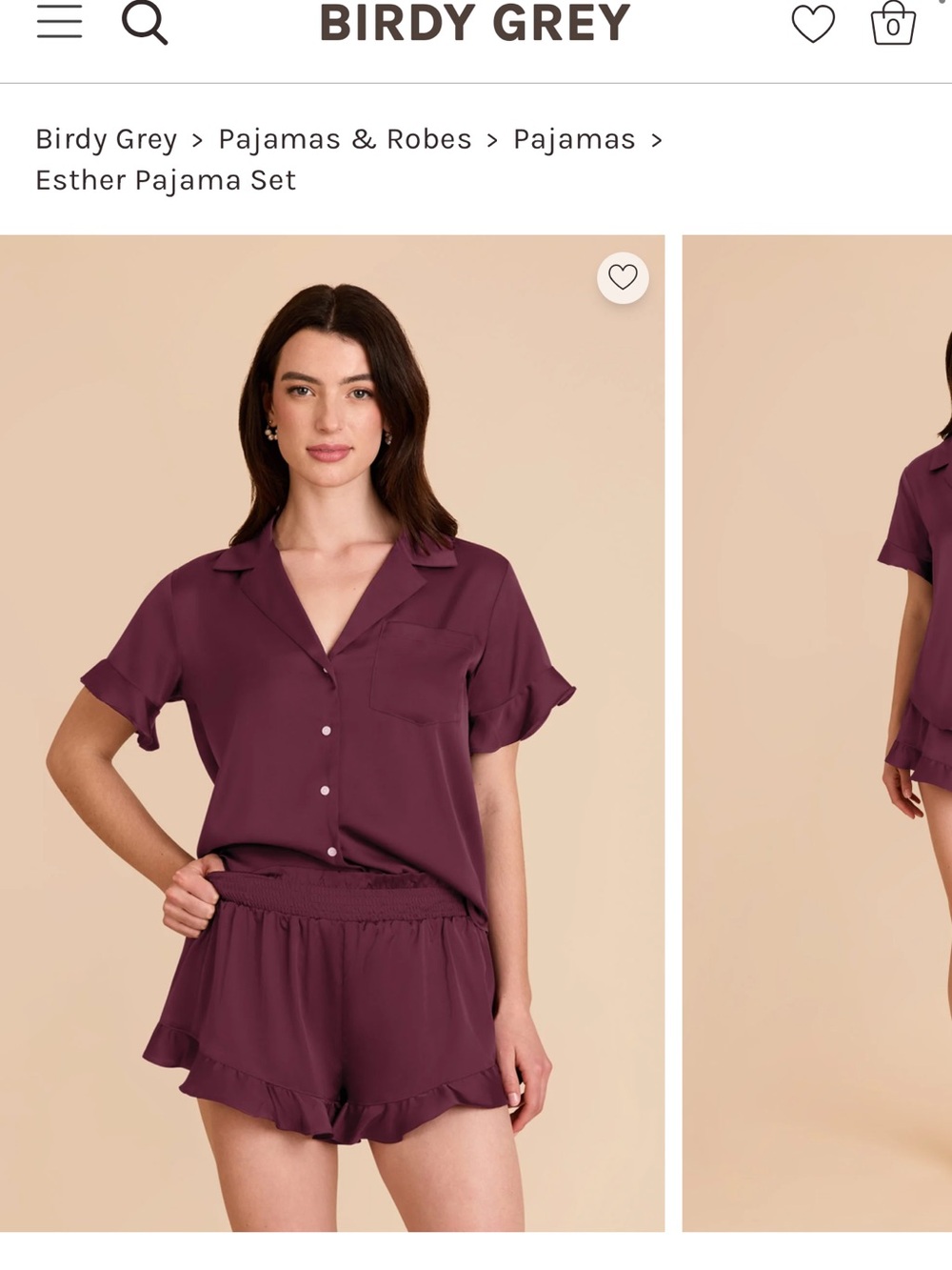 Birdy Grey Esther Short-Sleeve Pajama Set Cabernet Size Small